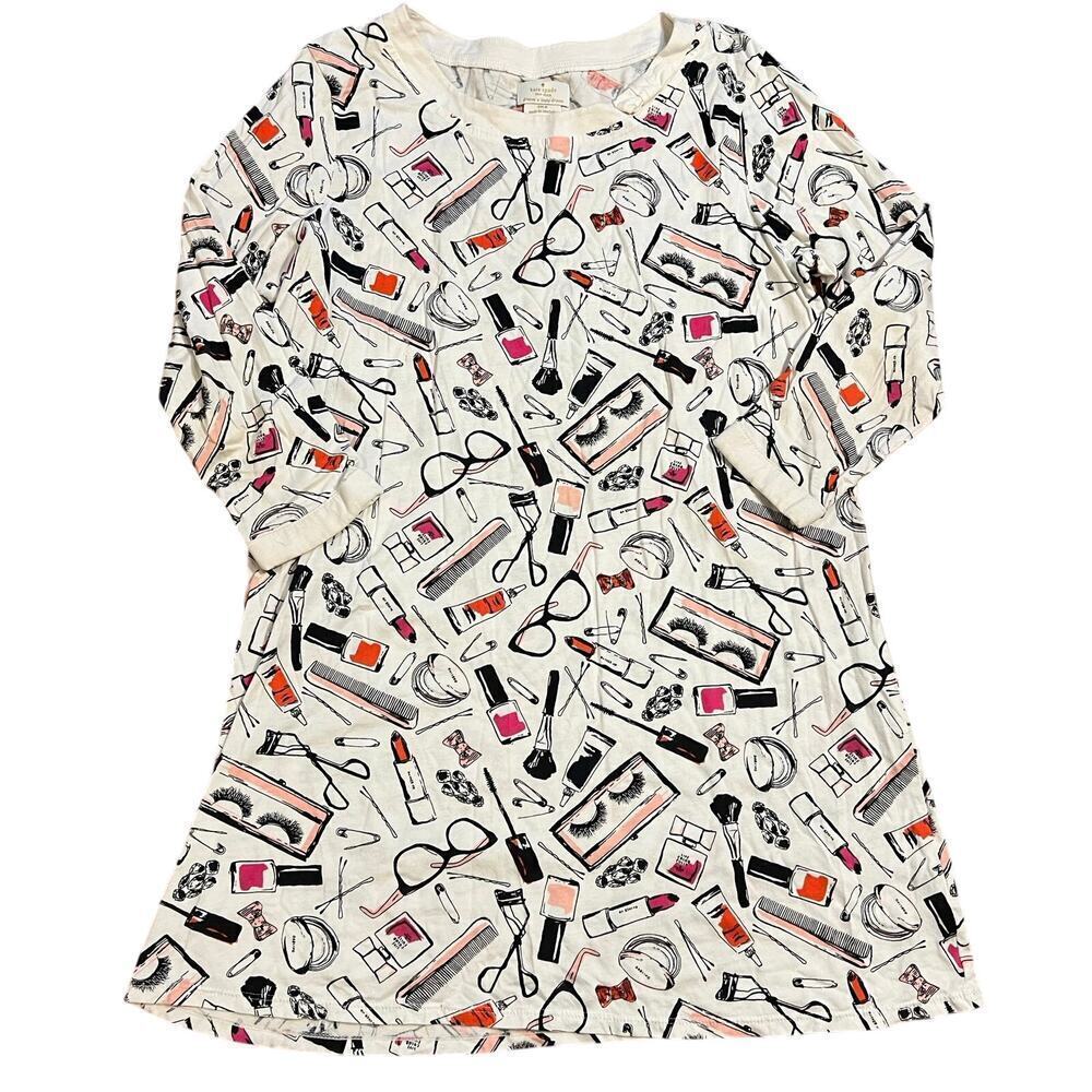 Kate Spade Dream a Little Dream Beauty Sleep Cosmetics Print Sleepshirt Size Med - Picture 2 of 8